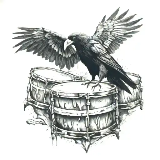 Crow And Drums And Praying Hands Mixed