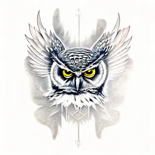 Badass Owl With Wings Out On Left Forearm