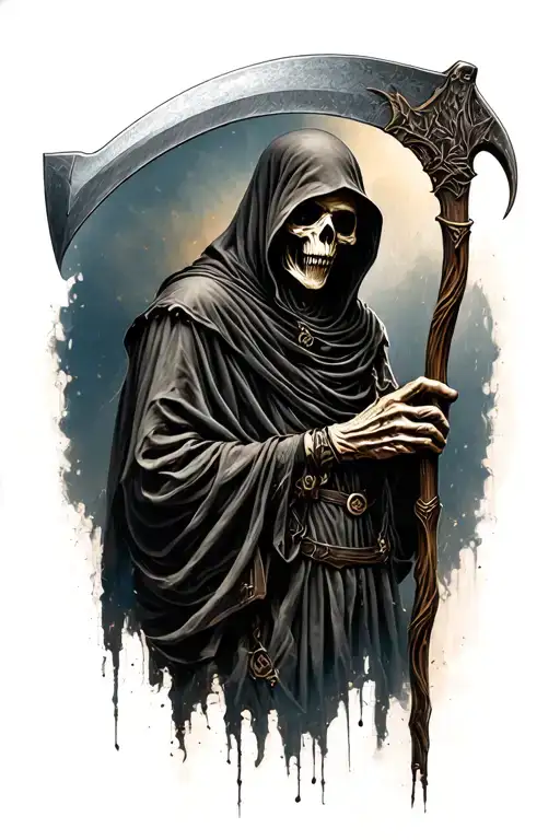 Grim Reaper Holding A Scythe