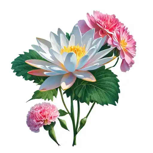 Water Lily Honeysuckle Carnation Geranium Flowers