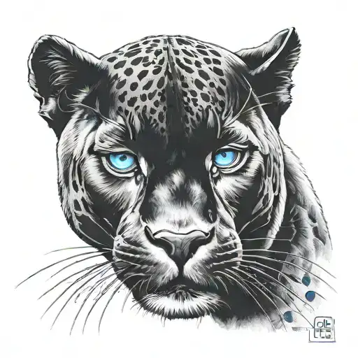 Black Panther With Blue Eyes And A Blue Moon Background