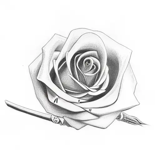 Dragon With Sword And A Rose