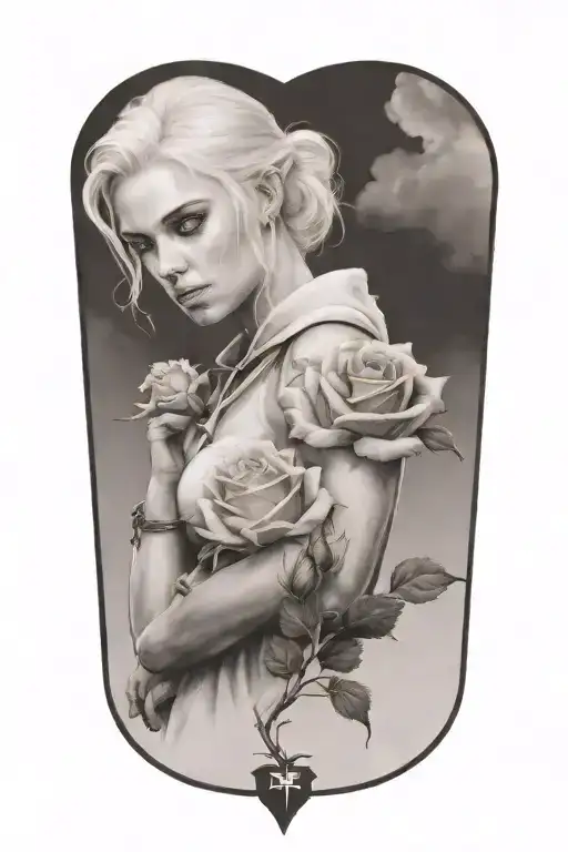 Ciri Snifing Rose In Storm