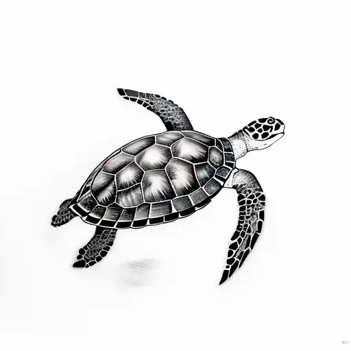 A Sea Turtle And A Broken Watch In The Background