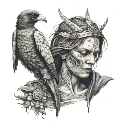 Angel Death With A Thieve Magpie On The Shoulder