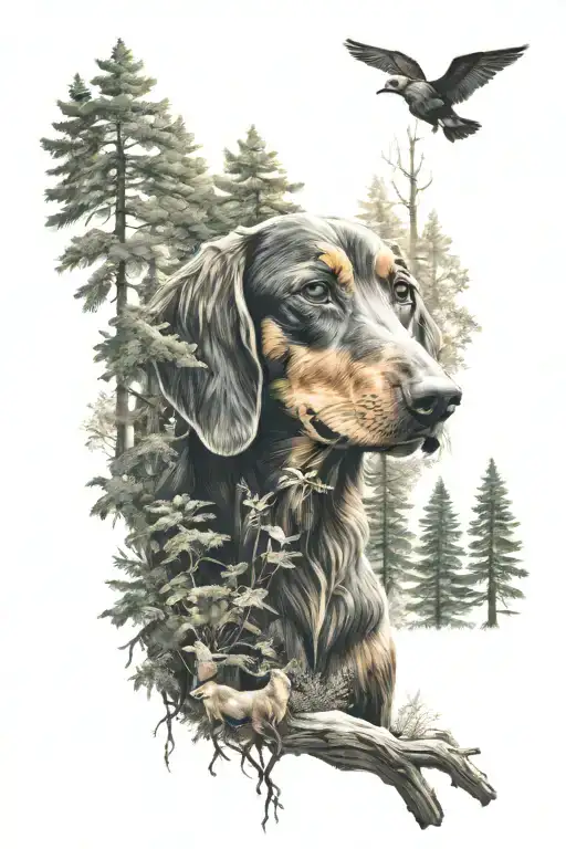 Duchund Forest Scene With A Hidden