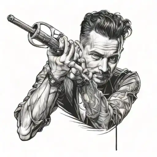 A Portrait Of Dave Gahan With A Fishing Rod In Hand