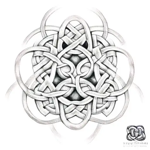 Three Realistic Shamrocks Woven Into A Celtic Trinity Knot Made Of Vines
