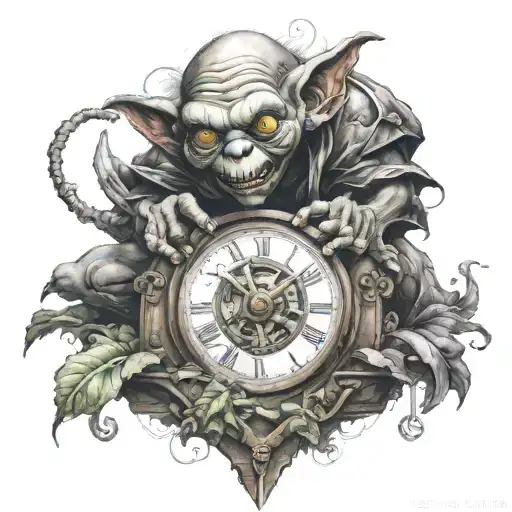 Goblin Repairing A Clock Inside
