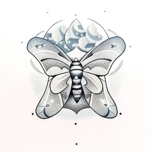 Moth With Moon And Stars