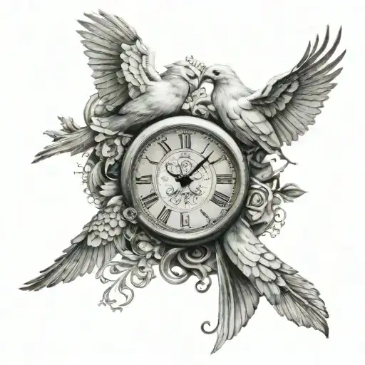 Dove With Clock And Names With Lion