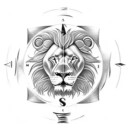 The Zodiac Sign Of The Lion Combined With A Sailing Compass