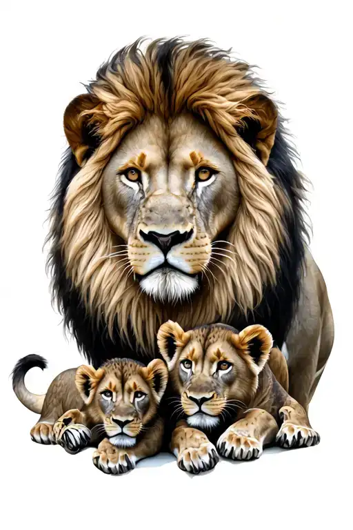 Lion With Its Cubs
