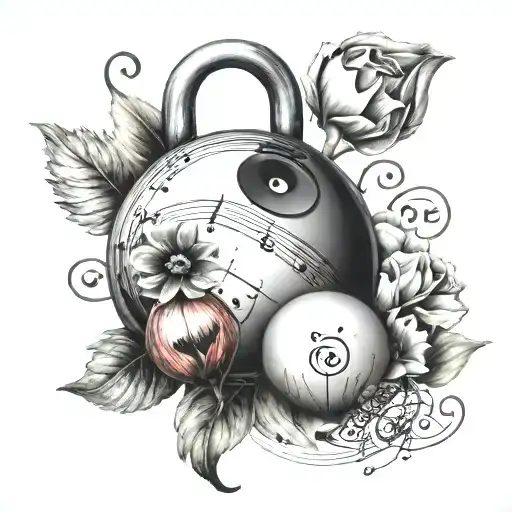 Poppy Flower With Bowling Ball And Music Notes