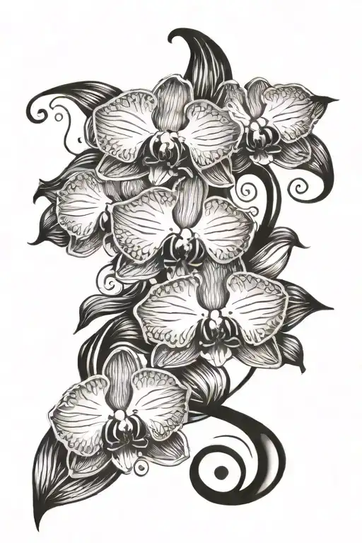 Can You Create A Tattoo With An Orchid The Stem Must Be A Treble Clef Musical Notes And A Dancer