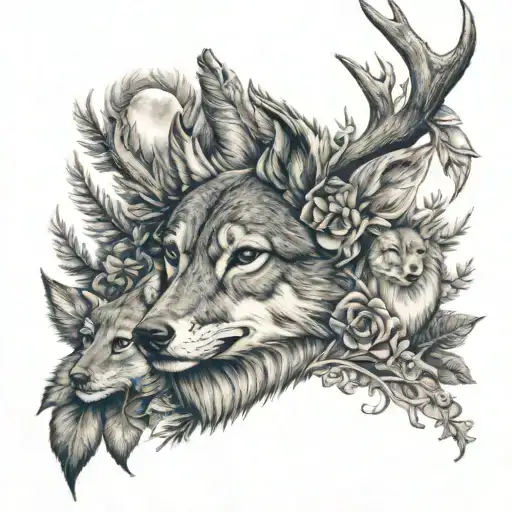Animal Totem That Includes Deer And Wolf