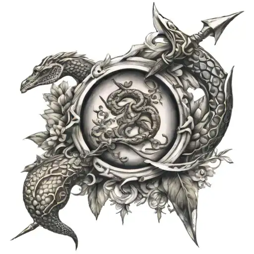 Sagittarius Arrow With Snake Arround The Arrow