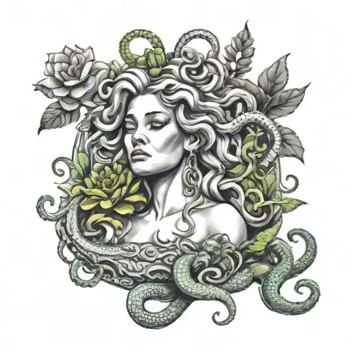 Sexy Medusa With Snakes And Succulents