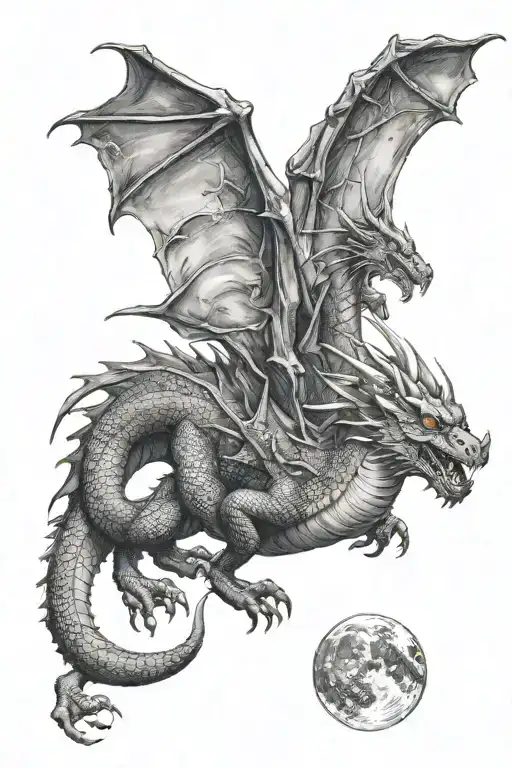 Dragon Flying Toward Moon