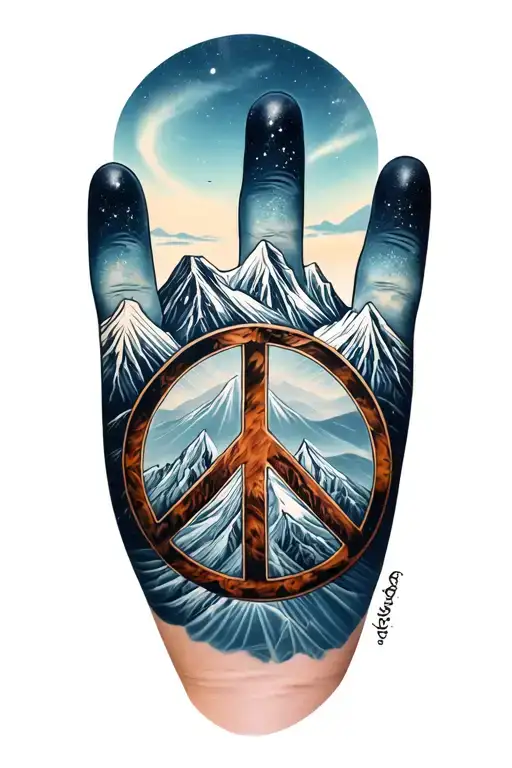 Mountain And Peace Sign