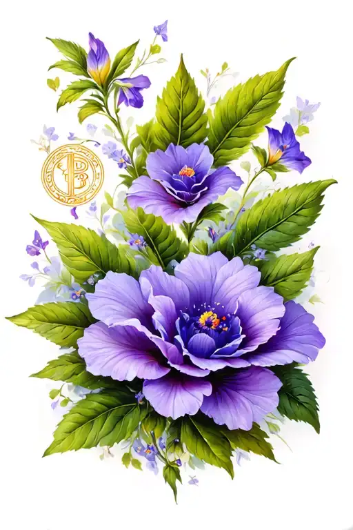 Violet Flower With Leo Zodiac Sign