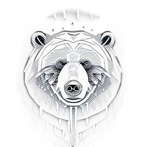 A Bear With Ice With Rain
