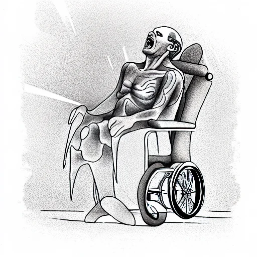 Disabled Man In Wheelchair Meeting Heaven