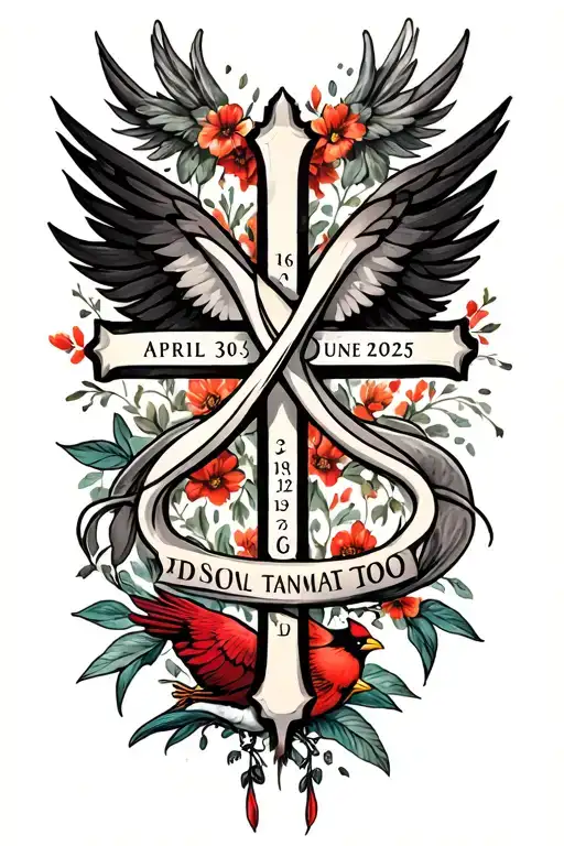 Infinity Cross With The Words April 30 1996 - June 12 2025 & A Cardinal