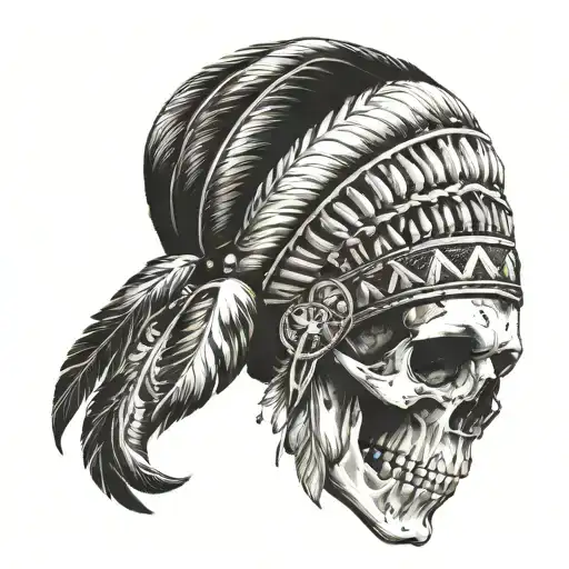 Native American Skull On Knee