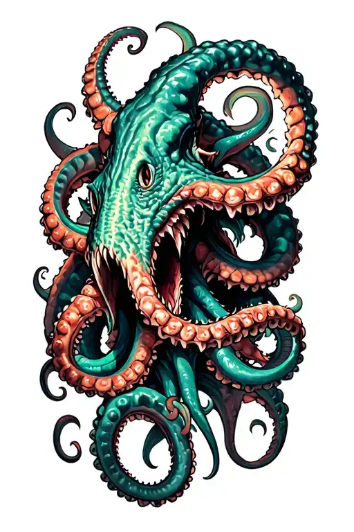 Kraken Fight With Tentacles Going