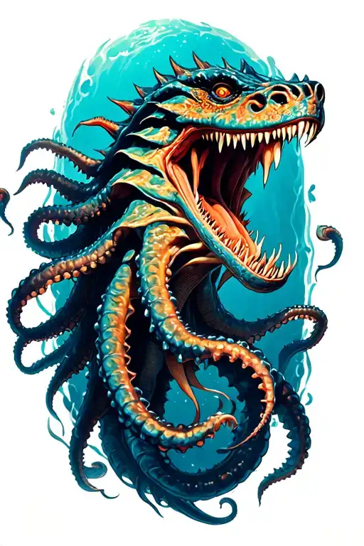 Sea Monster Coming With Tentacles