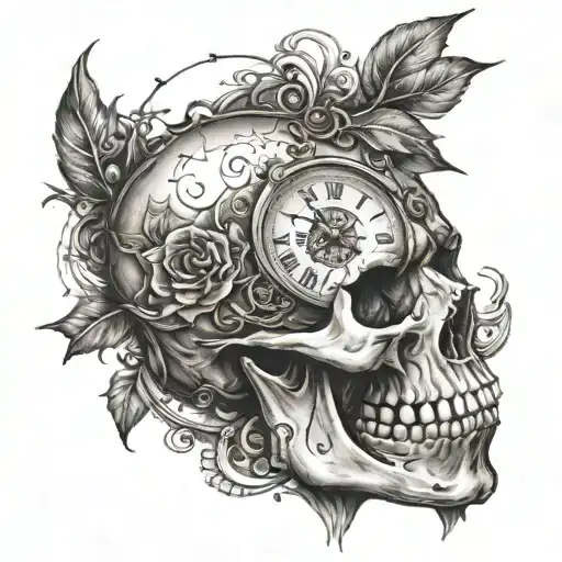 A Skull With A Clock Shape