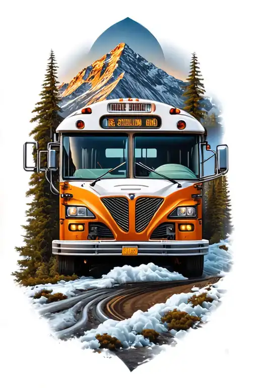 Mountain And Mechanical With Bus