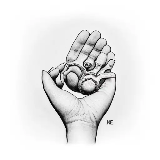 My Daughters Baby Hand On The Top Of My Left Hand