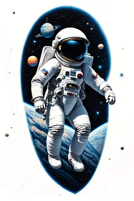 Space Themed With Astronaut Floating In Space
