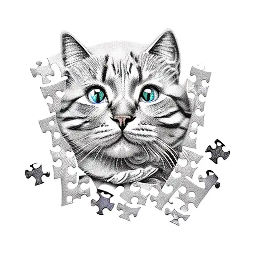 Puzzle Motherboard Flowers Cat