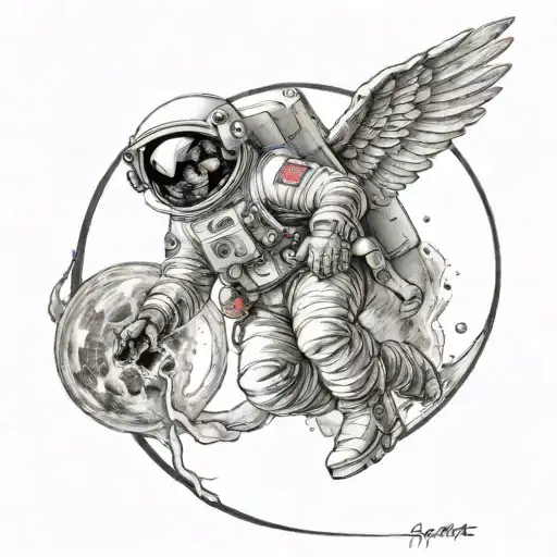 Astronaut With Wings Above A Black Hole