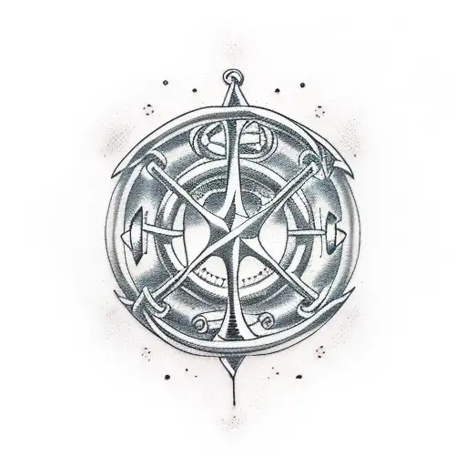 Ship Anchor And Compus