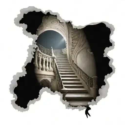 Staircase To Heaven With Hand Reaching