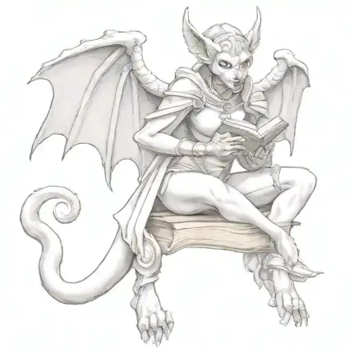 Female Gargoyle Warrior With A Book