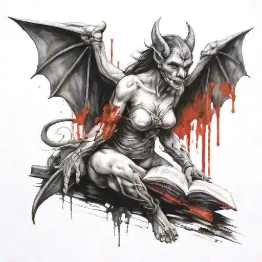 Female Gargoyle Warrior With A Book