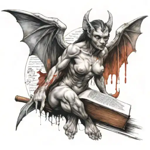 Female Gargoyle Warrior With A Book