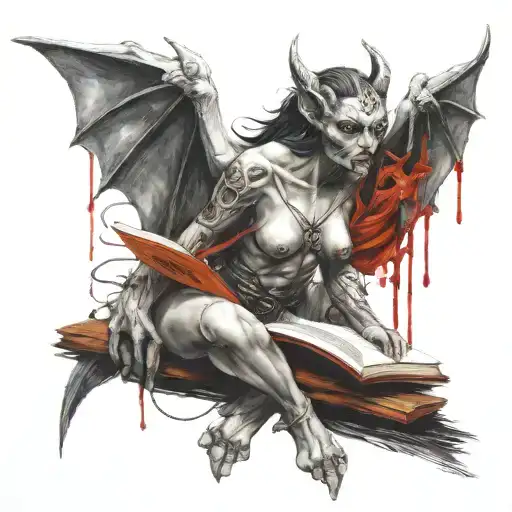 Female Gargoyle Warrior With A Book