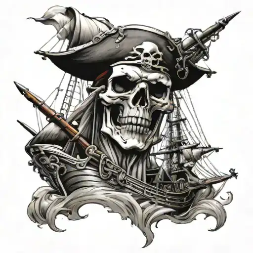 Skull Pirate Ship Sailing
