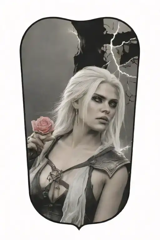 Witcher Ciri In Lightning With Rose