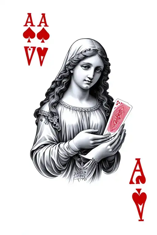 Mary Holding 3 Ace Cards