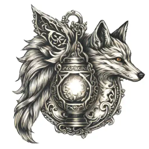 Nine Tail Fox Locket Stick Lantern
