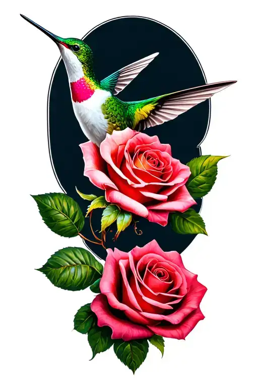 Rose With Hummingbird For Male