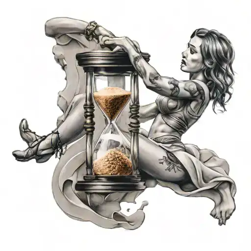 Hour Glass With Women Nails Throwing Sand Clock Inner Biceps