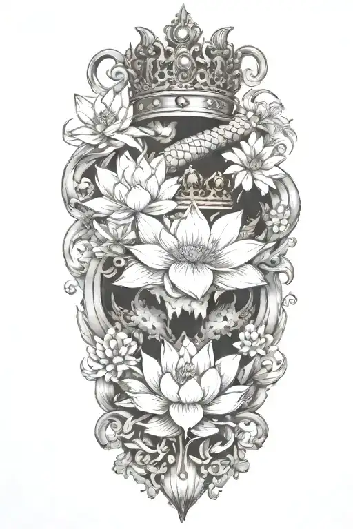 Crown With Lotus Flowers And Dragon